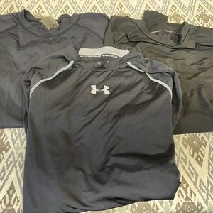 Three long sleeve baseball athletic shirts under armour and others